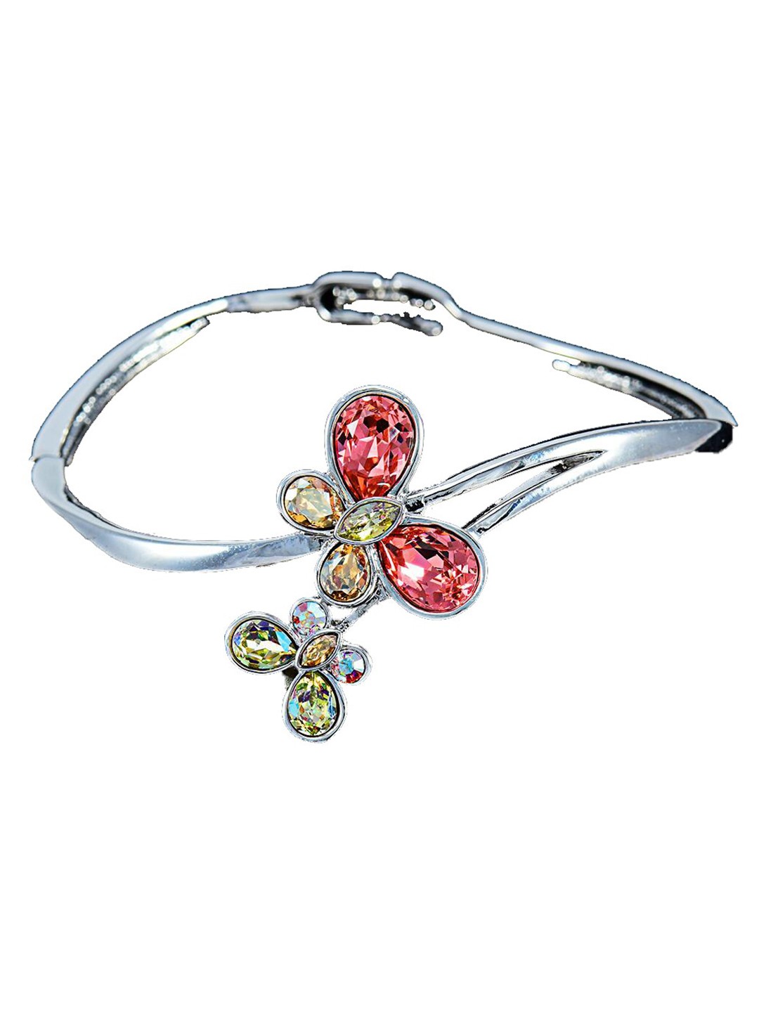 

Arendelle Women Silver-Toned & Red Brass Silver-Plated Bangle-Style Bracelet