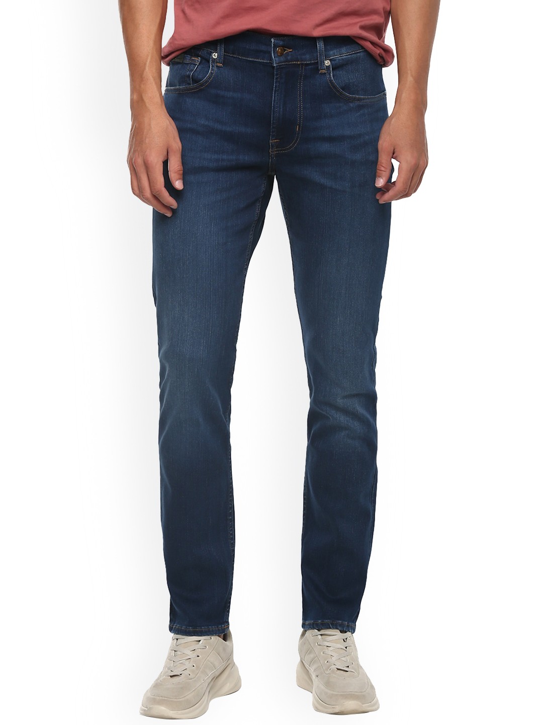 

7 For All Mankind Men Blue Slim Tapered Fit Cotton Jeans