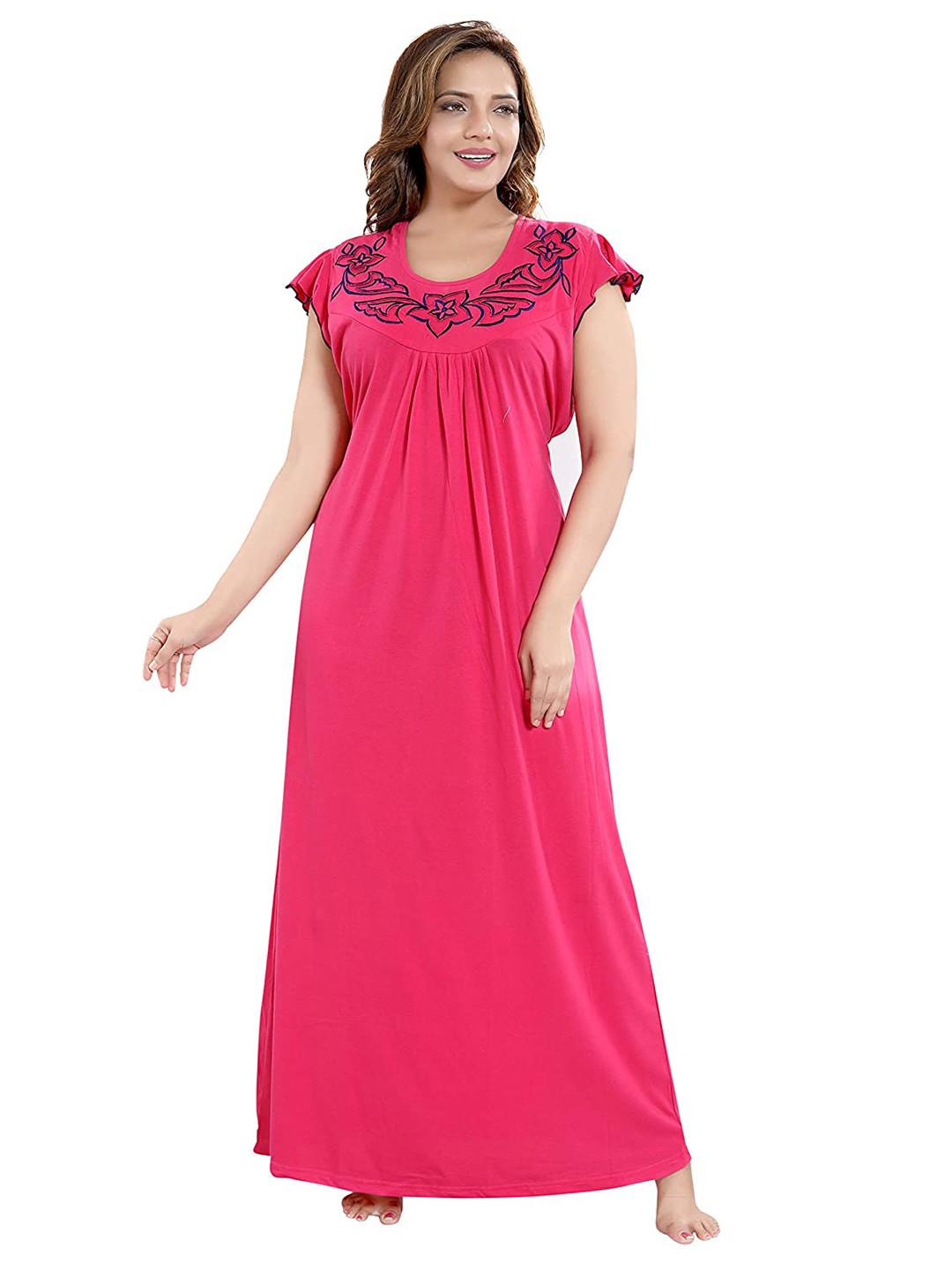 

9shines Label Pink Pure Cotton Maxi Nightdress