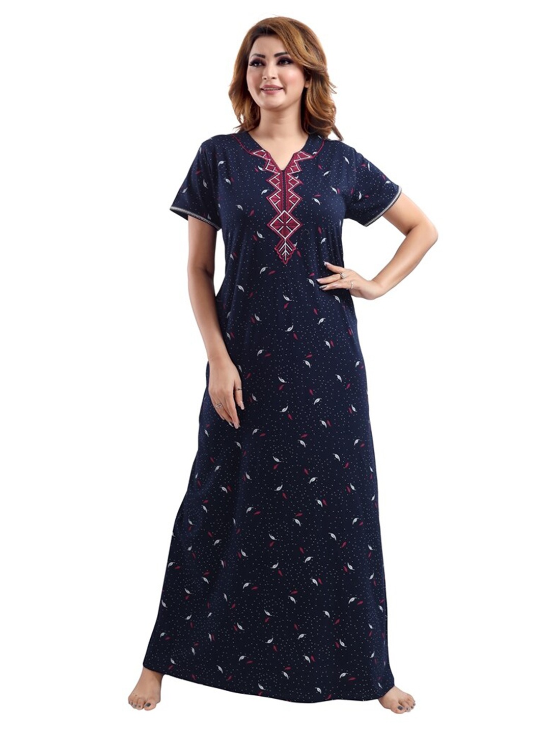 

9shines Label Red Printed Maxi Nightdress
