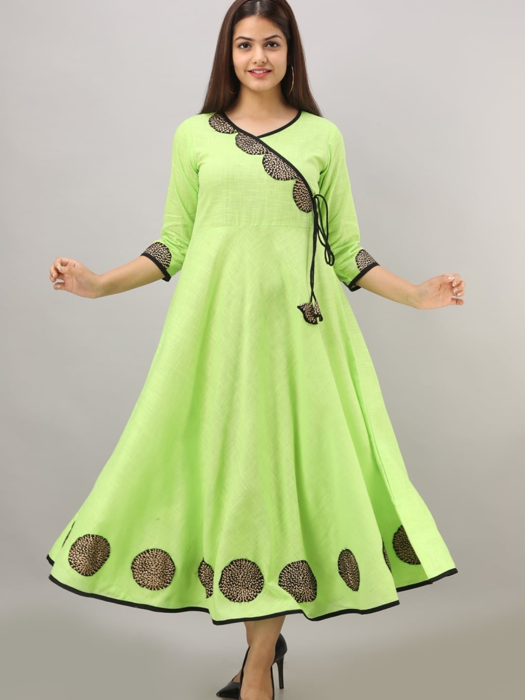

Maishi Green & Black Ethnic Anarkali Maxi Wrap Dress