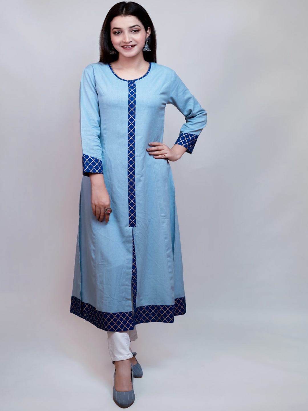 

Maishi Women Blue Solid A-Line Kurta