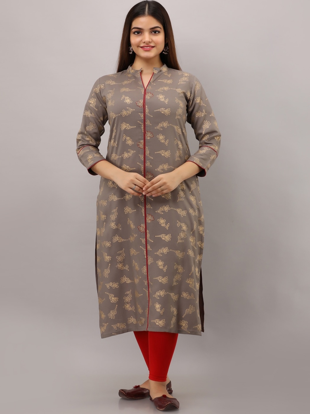 

Maishi Women Grey Floral Printed Kurta