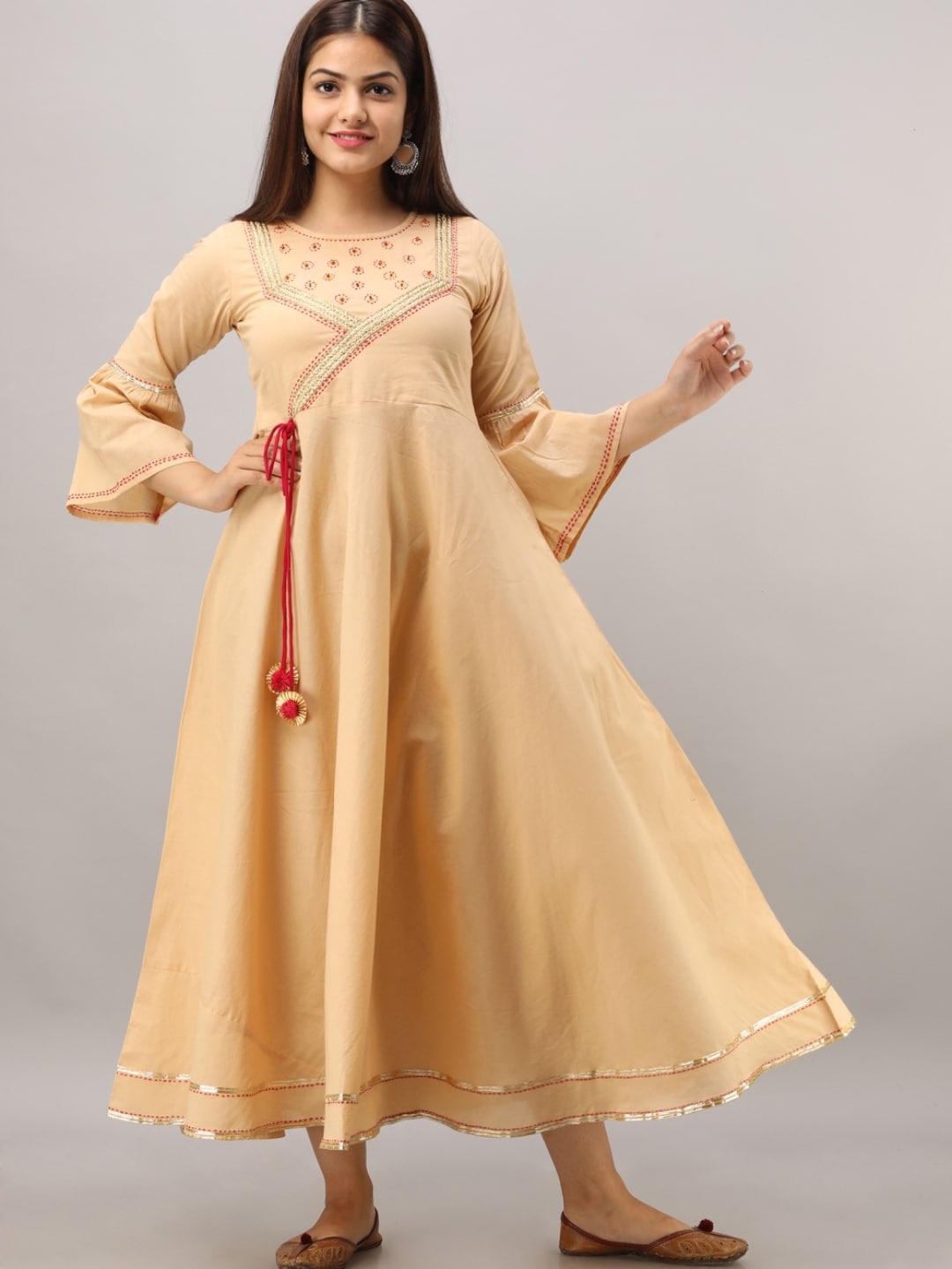 

Maishi Yellow & Red Floral Embroidered Dress