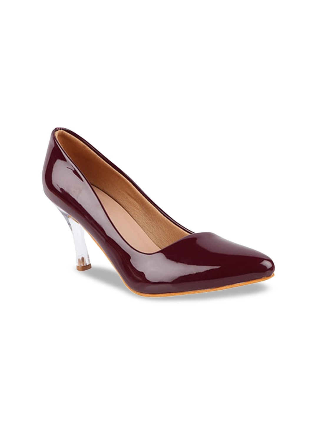 

THE WHITE POLE Maroon Solid Party Pumps