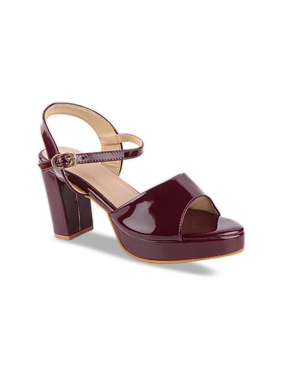 

THE WHITE POLE Maroon & Beige Block Heels