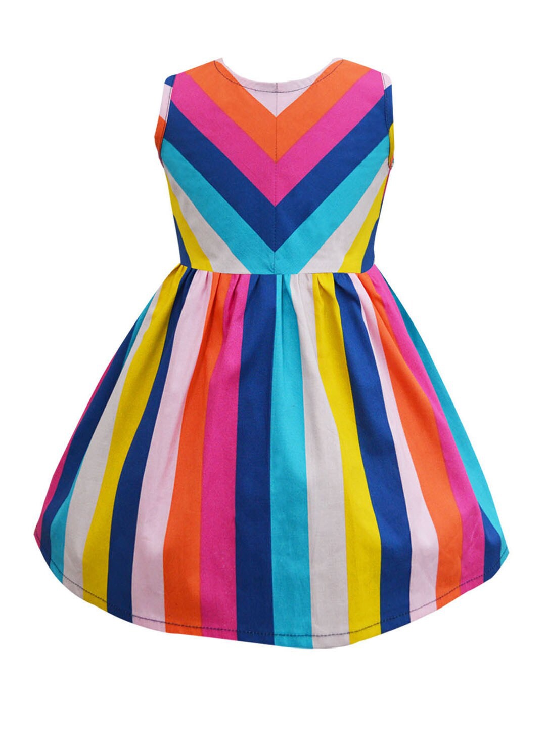 

A T U N Girls Multicoloured Striped Dress, Multi