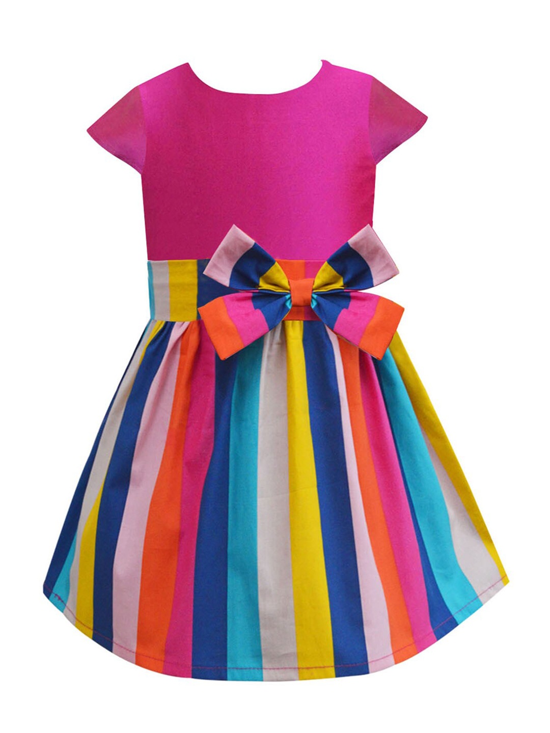 

A T U N Girls Pink Striped Fit & Flare Dress
