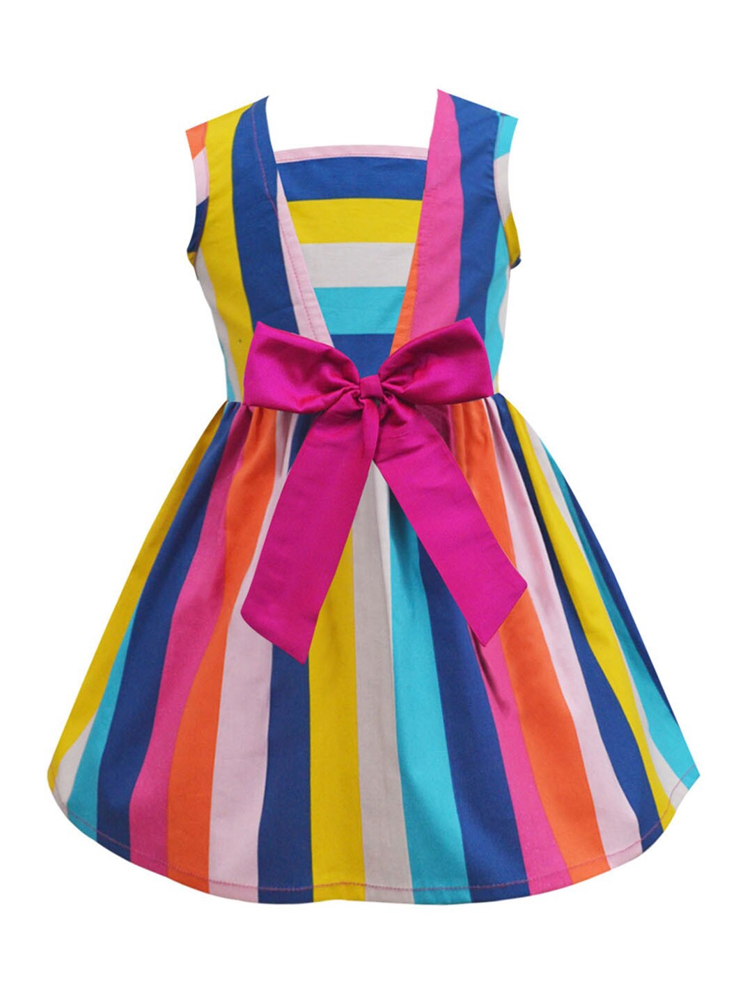 

A T U N Girls Pink Striped Fit & Flare Dress