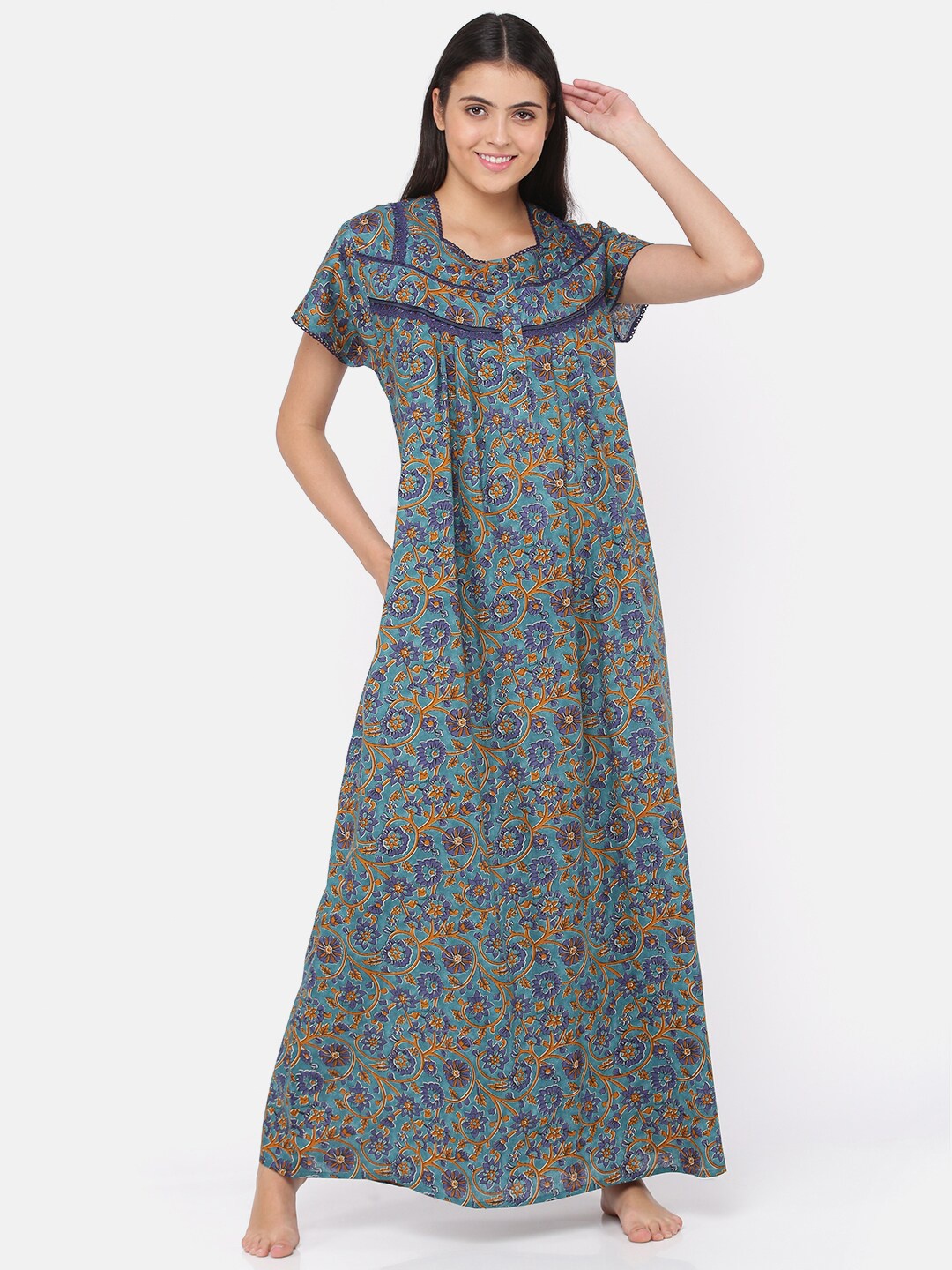 

9shines Label Blue Printed Maxi Nightdress