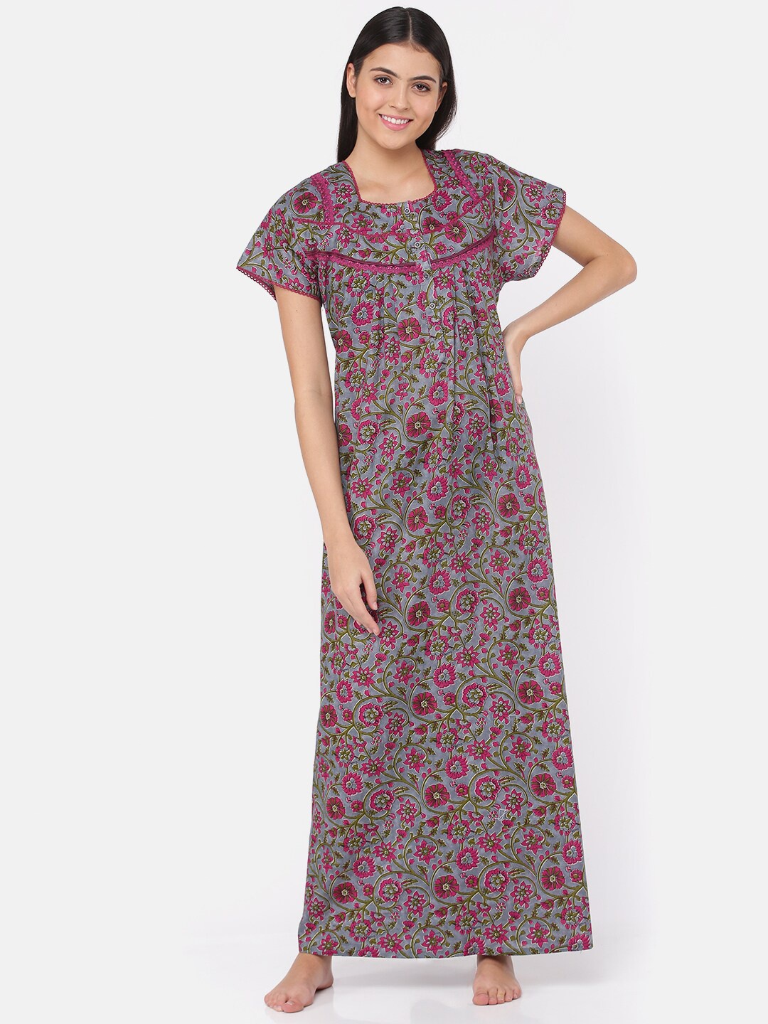 

9shines Label Grey Printed Maternity Maxi Nightdress