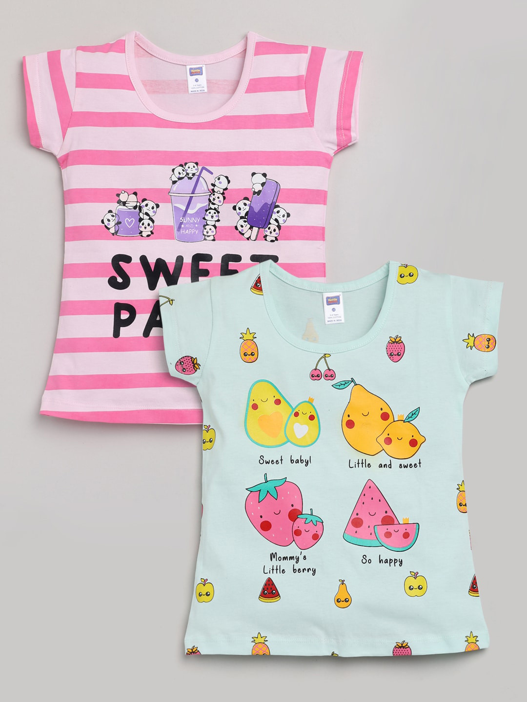 

Nottie Planet Girls Multicoloured & Pink 2 Printed T-shirt, Multi