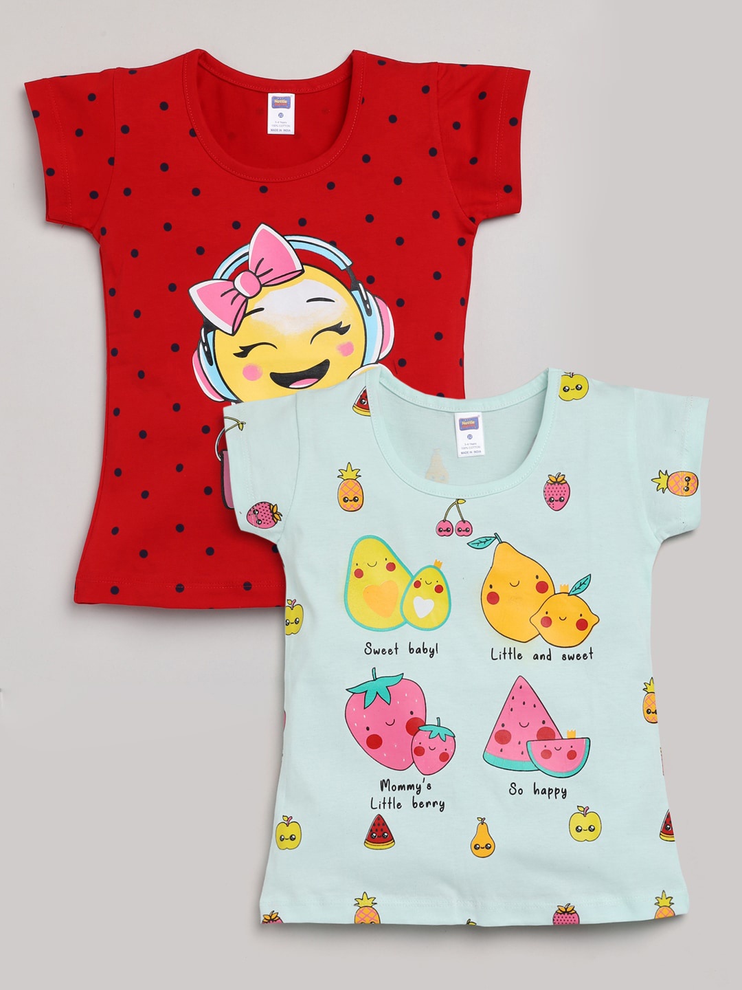 

Nottie Planet Girls Pack Of 2 Red & Green Printed T-shirt