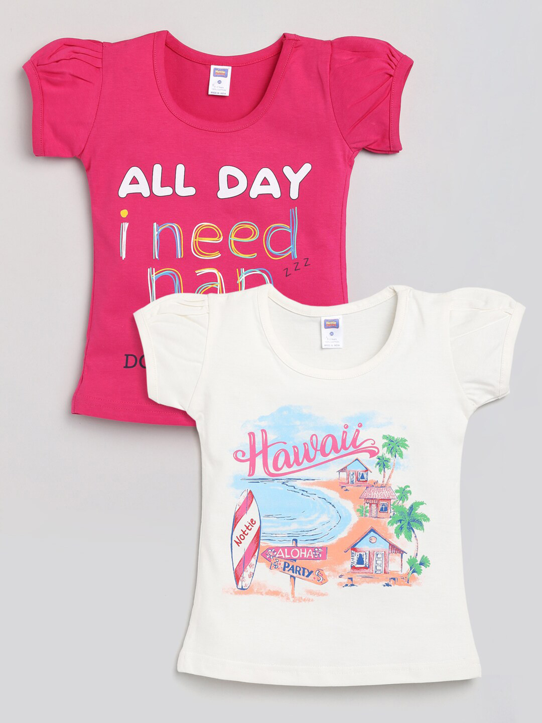 

Nottie Planet Girls Set of 2 Multicoloured Printed T-shirts, Multi