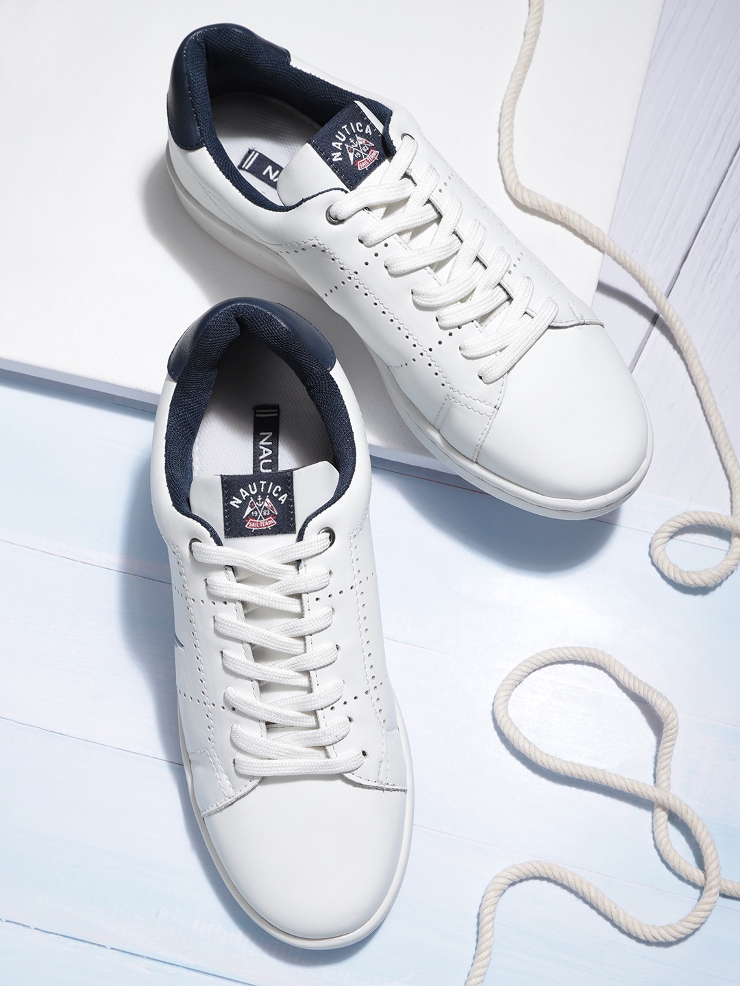 

Nautica Men White Solid Perforated Sneakers