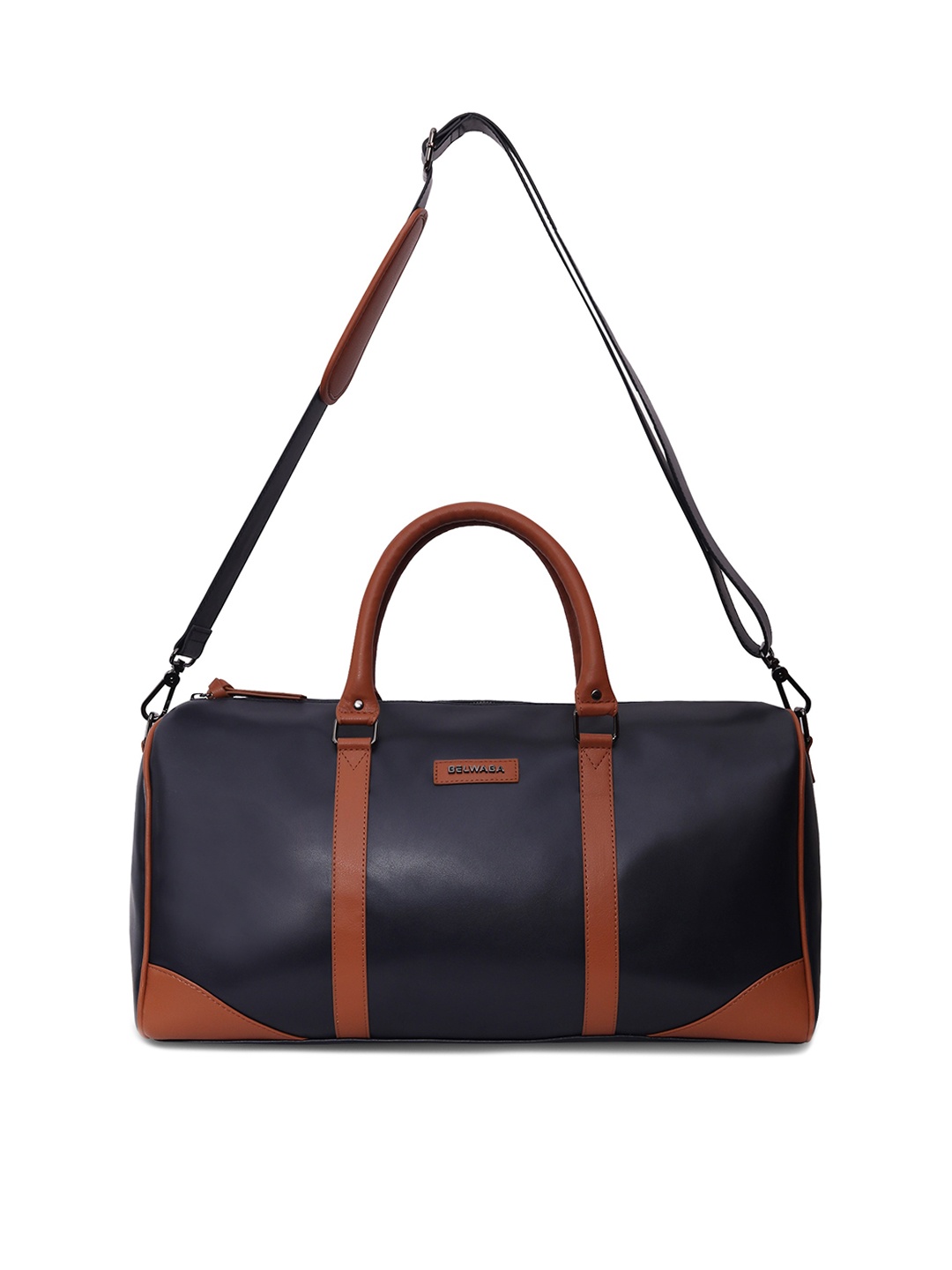 

Belwaba Men Blue & Tan Brown Duffel Bag