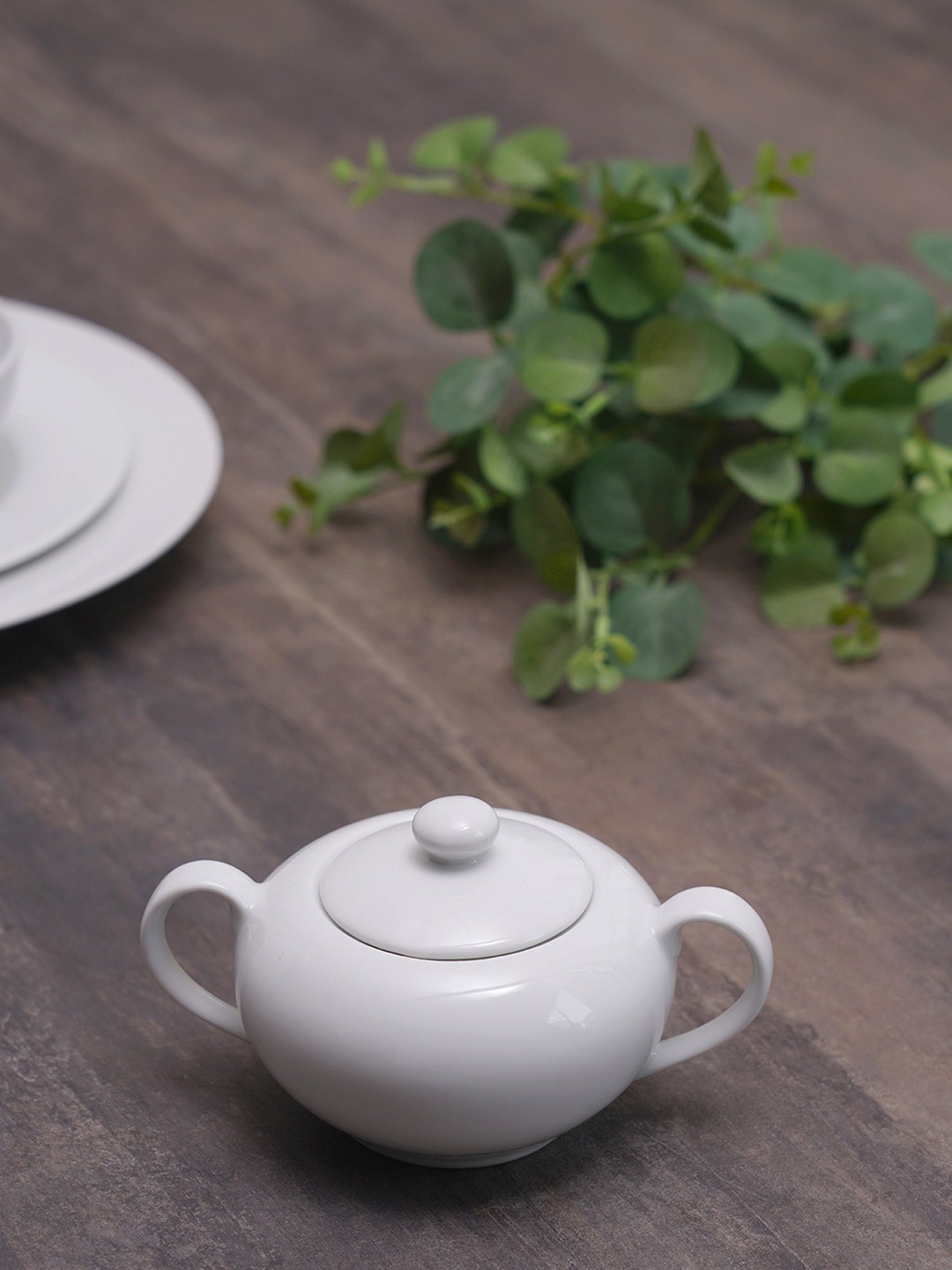 

Pure Home and Living Unisex White Solid Porcelain Serveware Sugar Pot