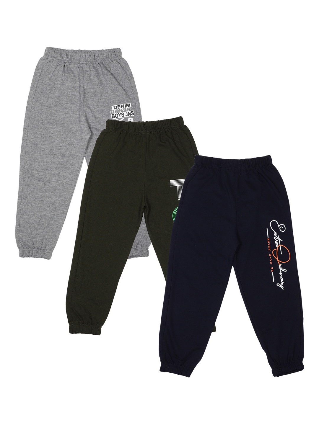 

CREMLIN CLOTHING Kids Multicoloured Set of 3 Printed Cotton Joggers, Black