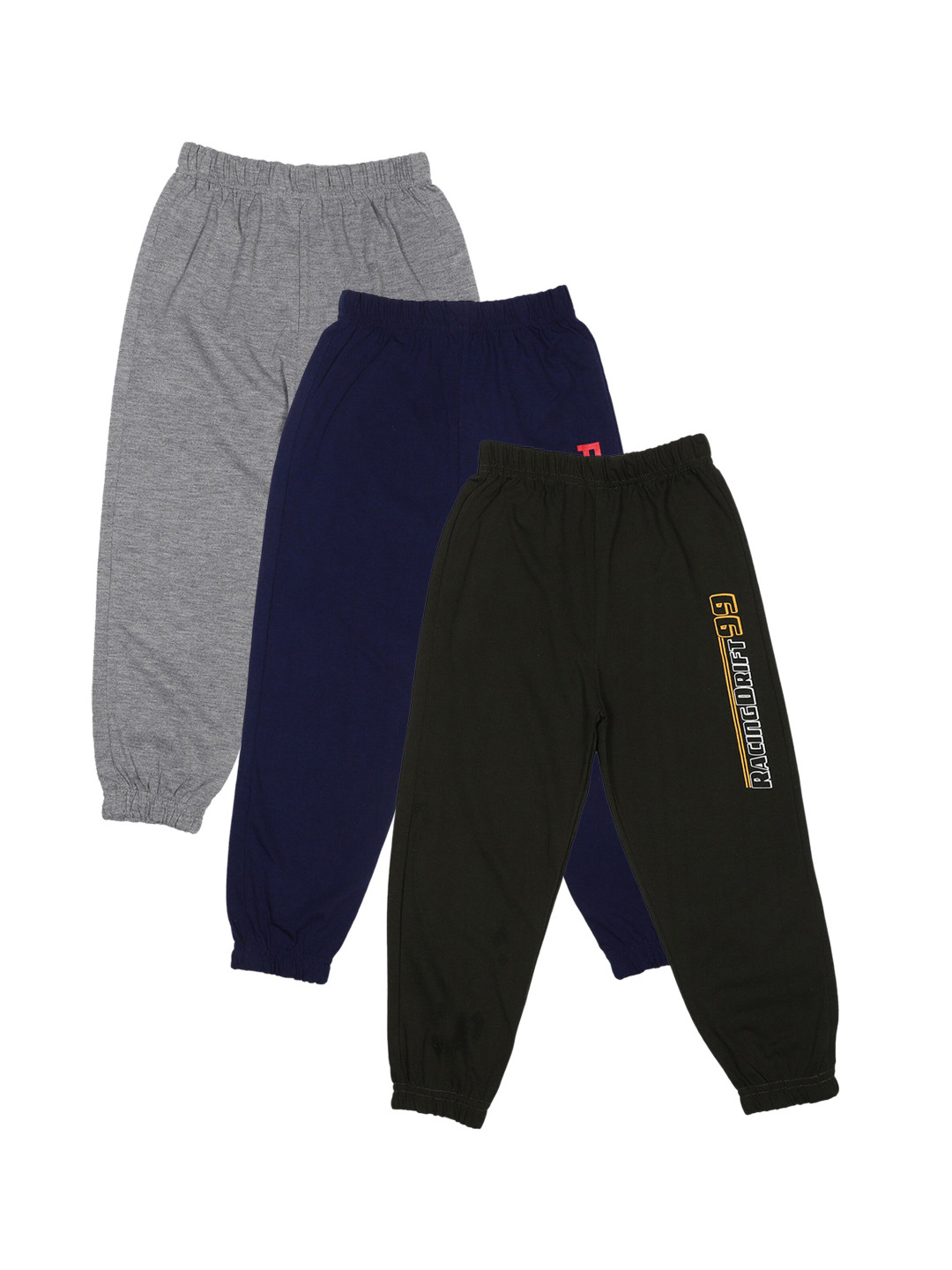 

CREMLIN CLOTHING Kids Multicoloured Set of 3 Printed Cotton Joggers, Multi