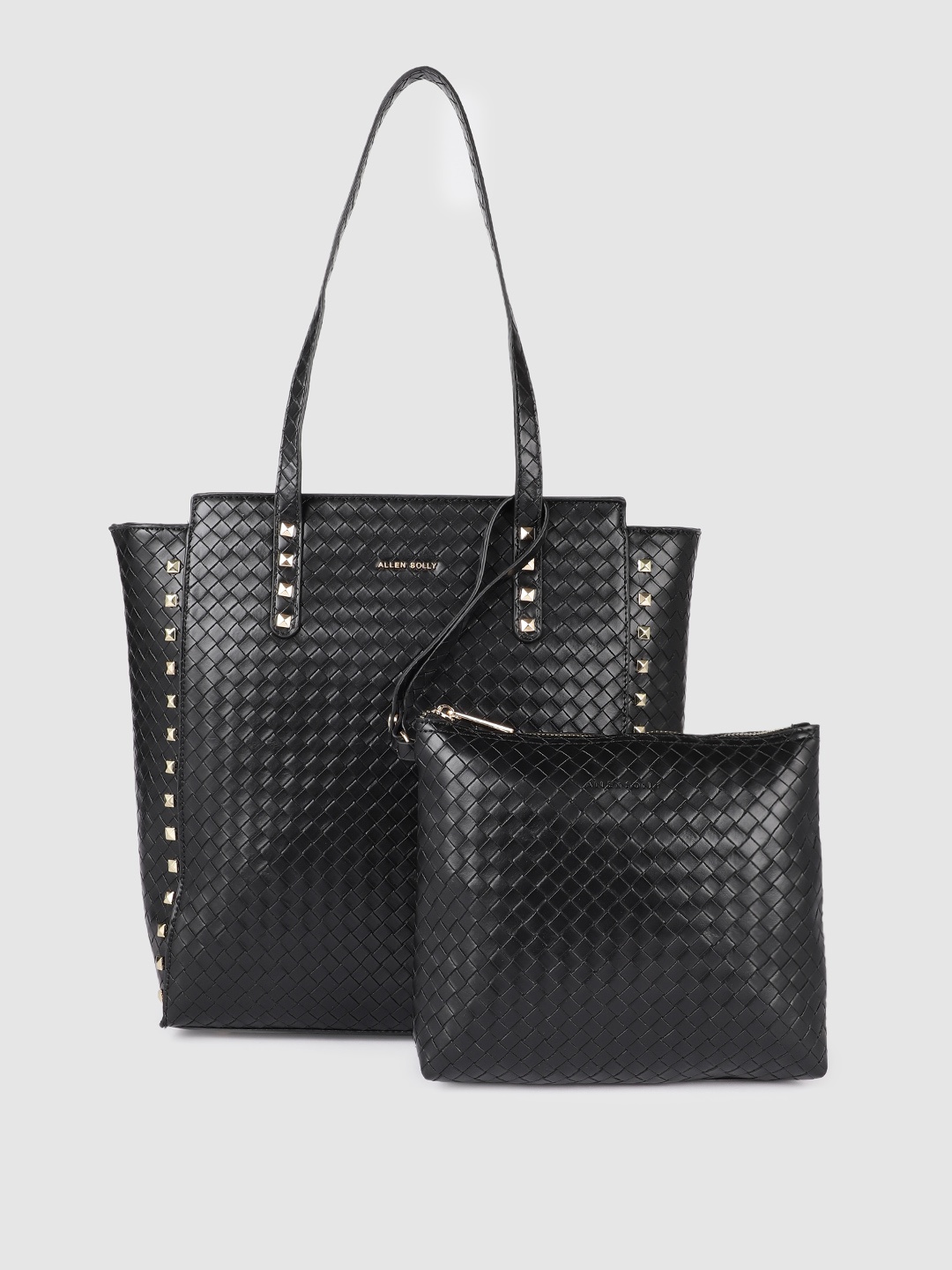 

Allen Solly Black Textured PU Structured Tote Bag