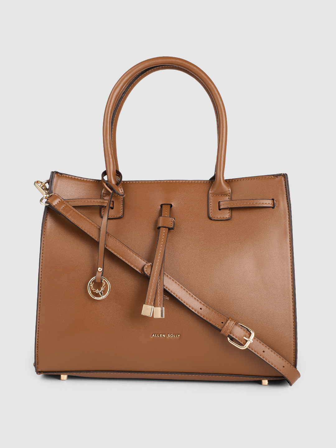 

Allen Solly Brown Solid Structured Handheld Bag