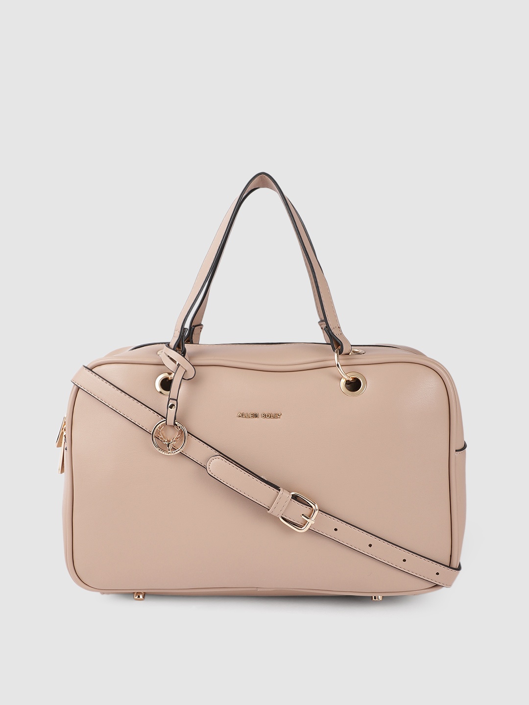 

Allen Solly Beige Solid Structured Handheld Bag