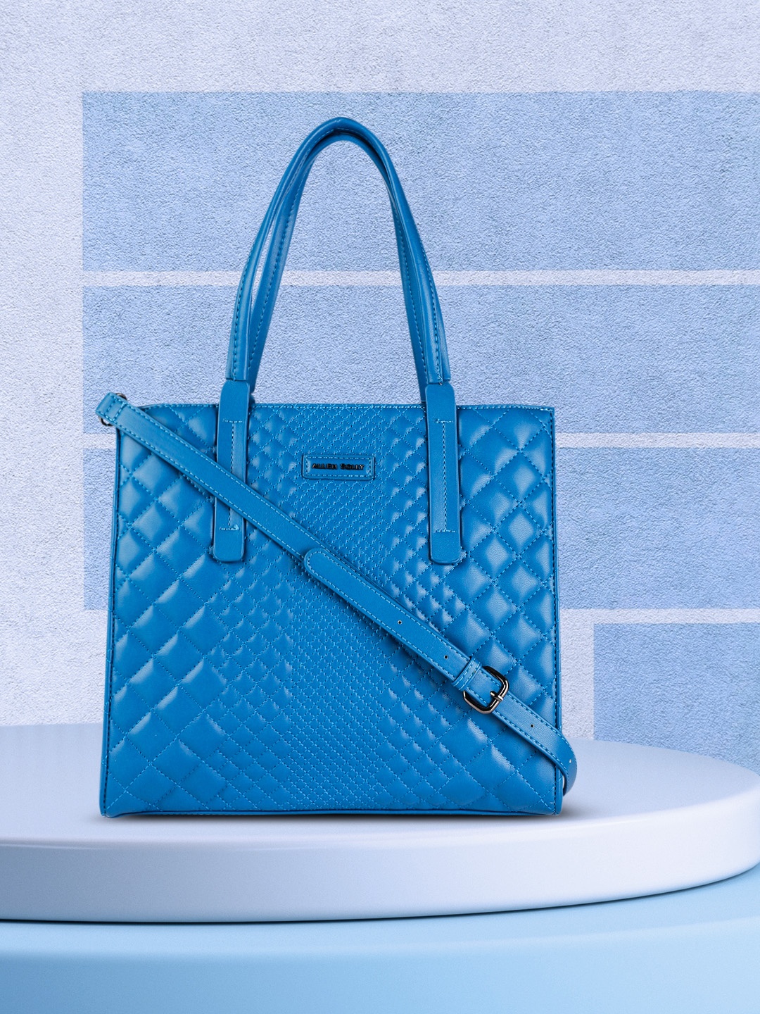 

Allen Solly Blue Textured PU Structured Sling Bag with Quilted