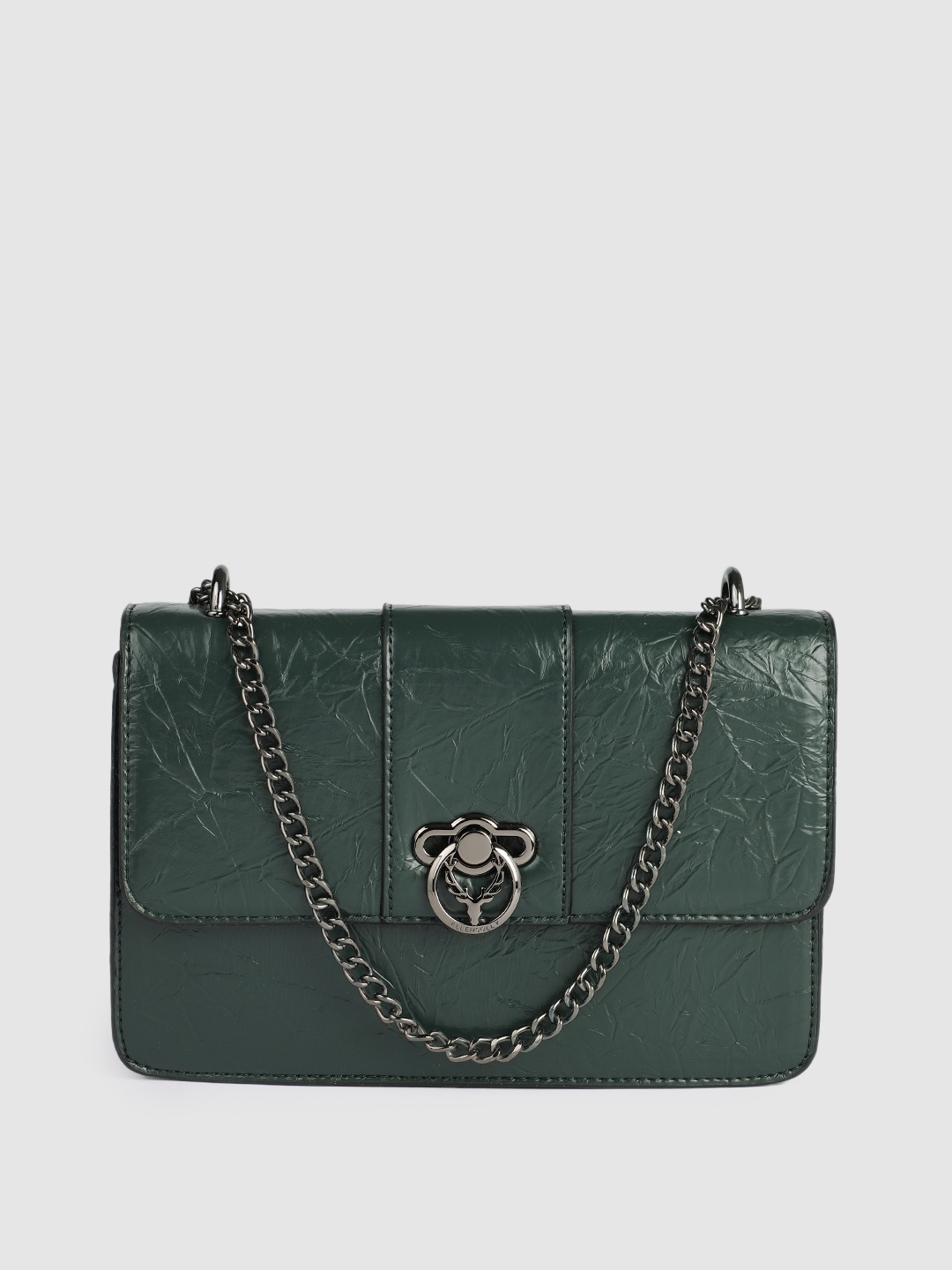 

Allen Solly Green Solid Structured Sling Bag