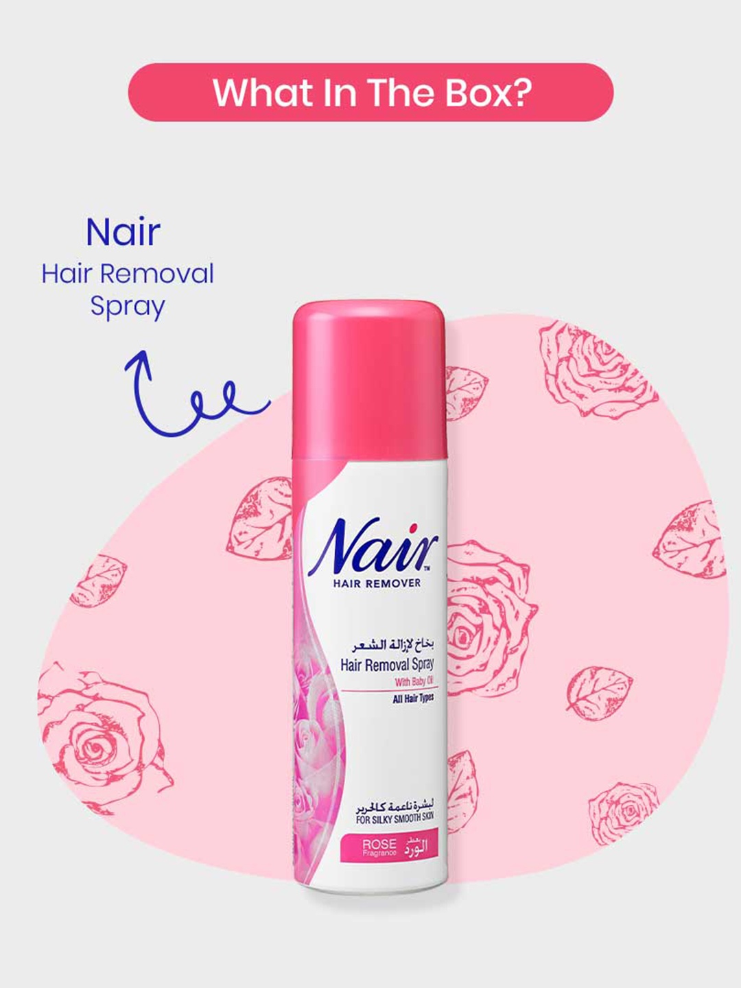 

Nair Rose Hair Removal Spray with Baby Oil 200 ml, Pink