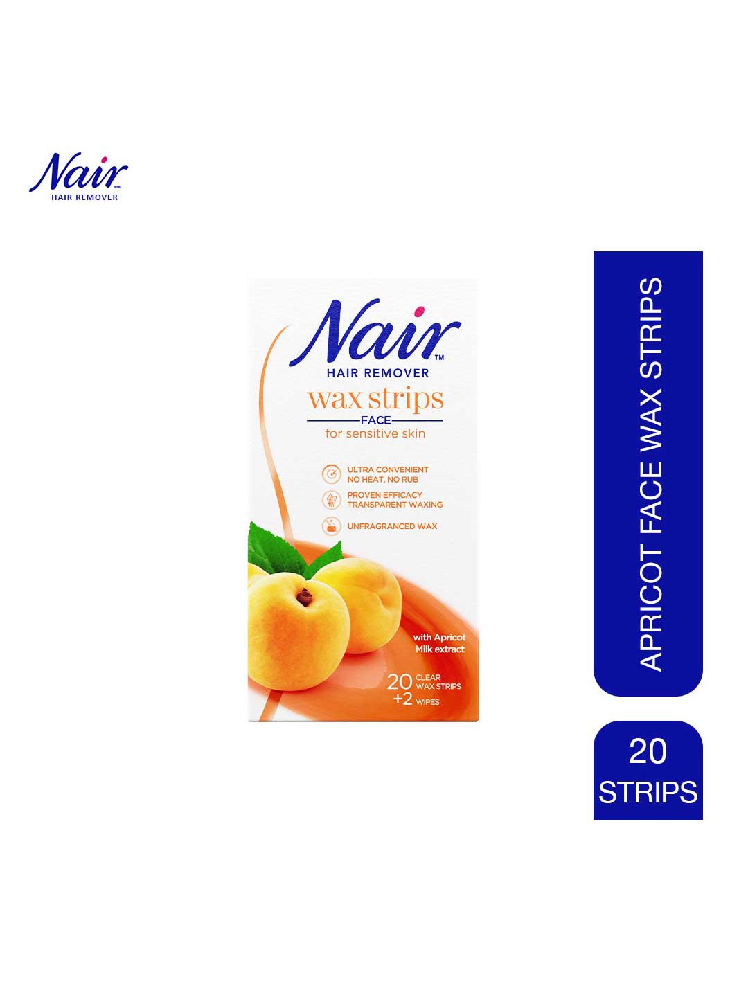 

Nair Apricot Cold Face Wax with Post-Waxing Wipes - 20 Strips, White