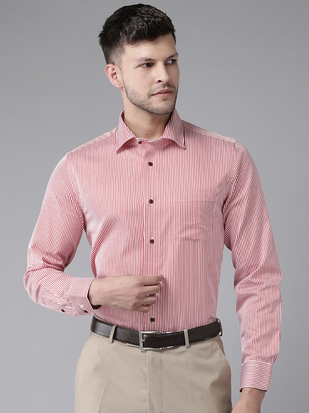 

Blackberrys Men White India Slim Fit Striped Casual Shirt