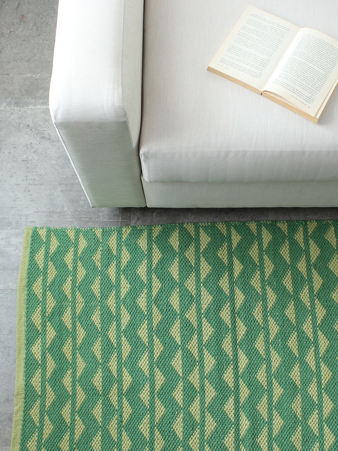 

House This Green Striped Cotton Floor Mat