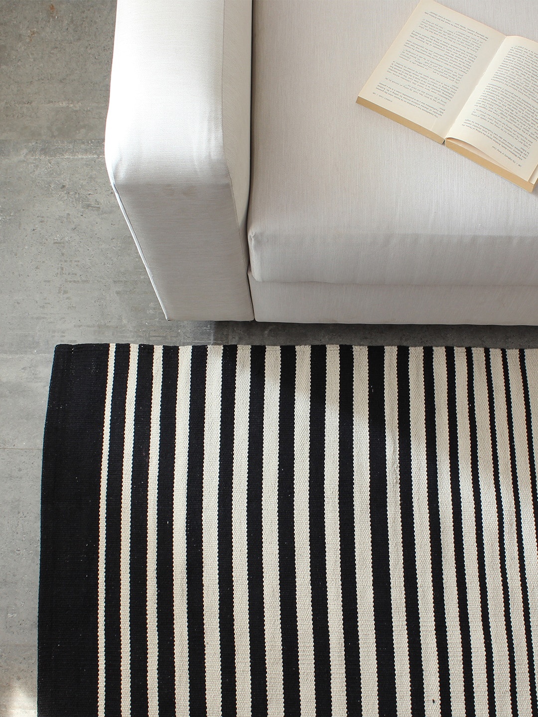 

House This Black & White Striped Cotton Floor Rug