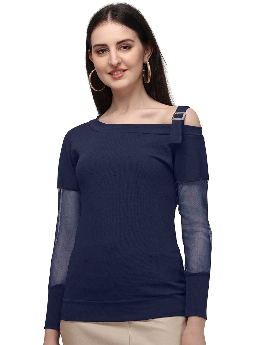 

Amrutam Fab Navy Blue Crepe Top