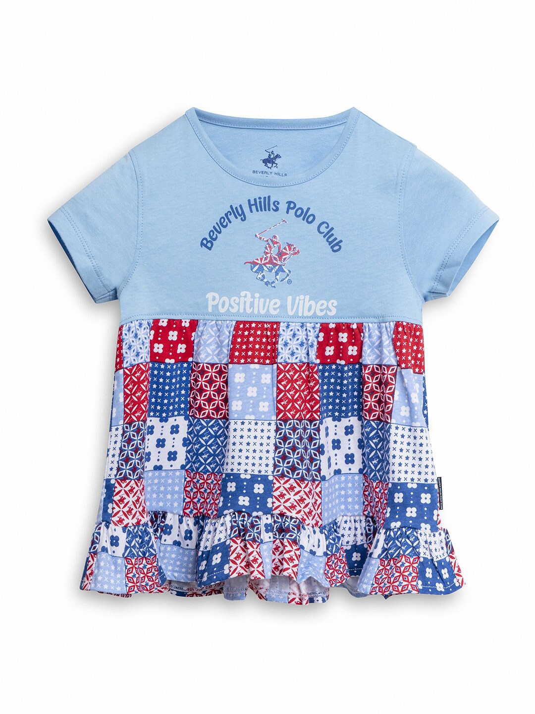 

Beverly Hills Polo Club Blue Printed A-Line Dress