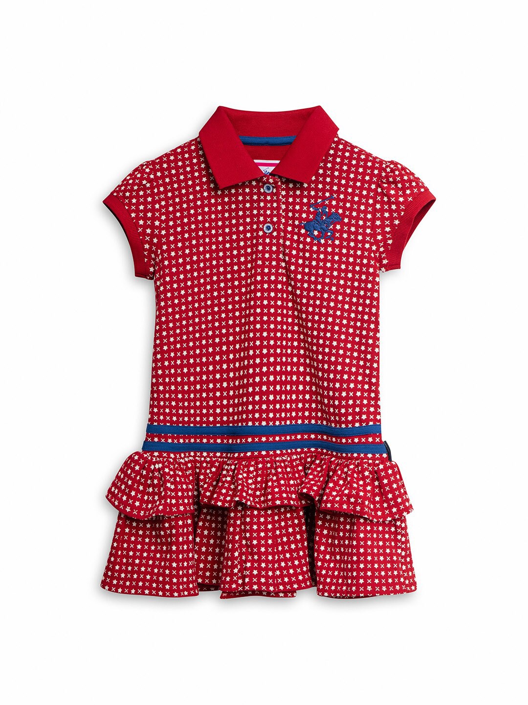 

Beverly Hills Polo Club Girls Red & Blue Drop-Waist Dress