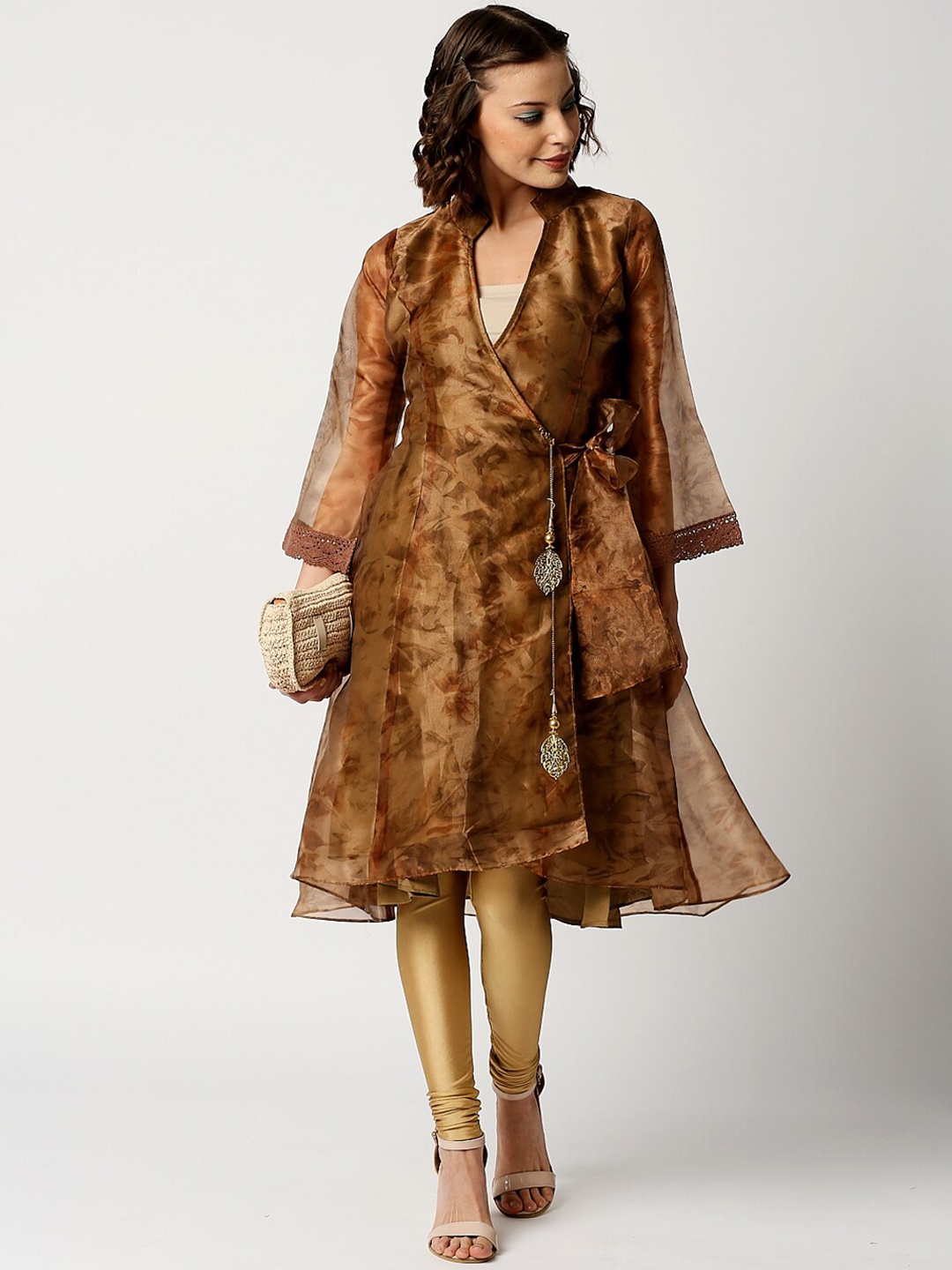 

Ira Soleil Women Coffee Brown Printed Kurta
