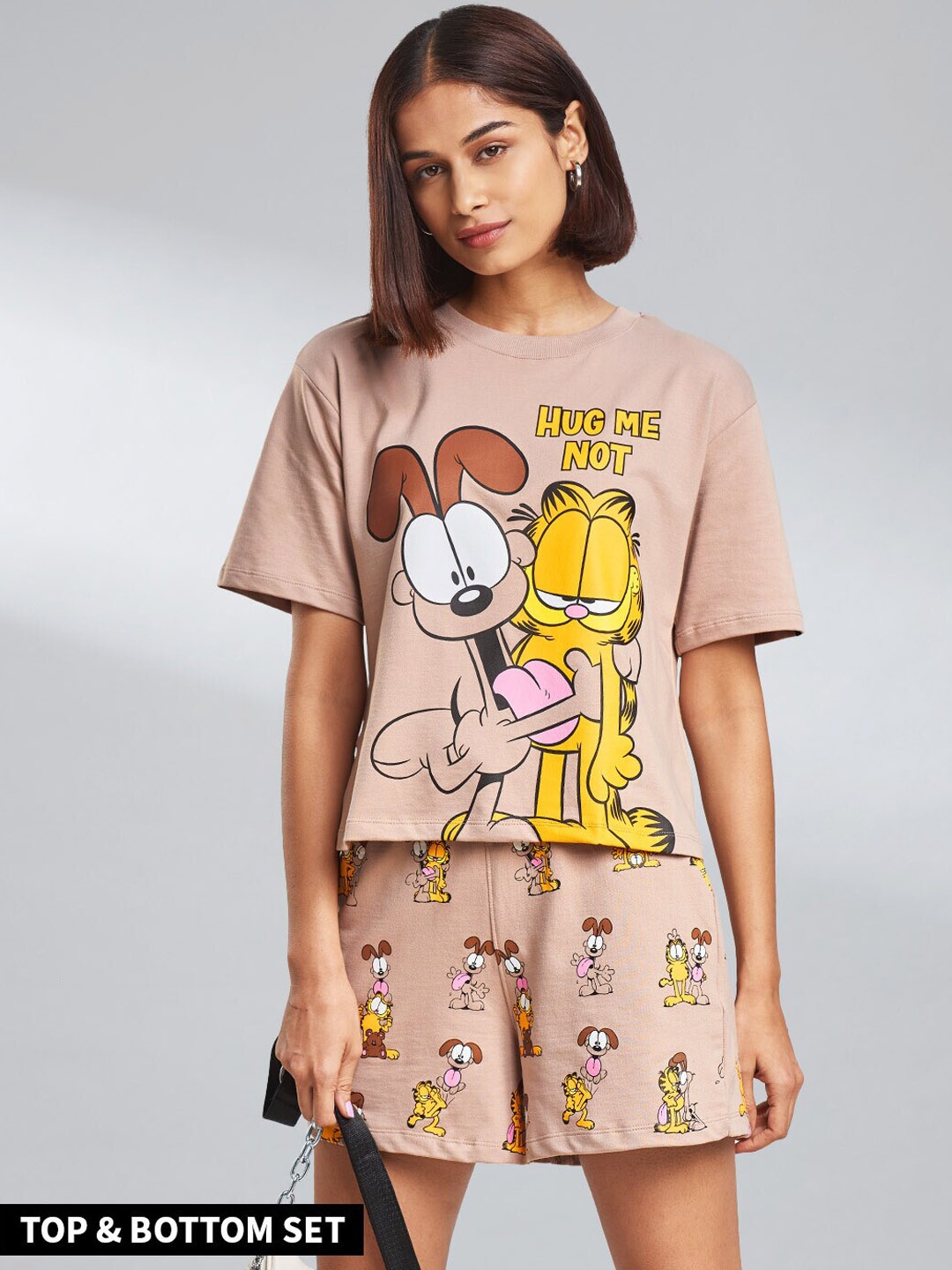 

The Souled Store Women Beige Garfield & Odie Printed Co-Ord Set
