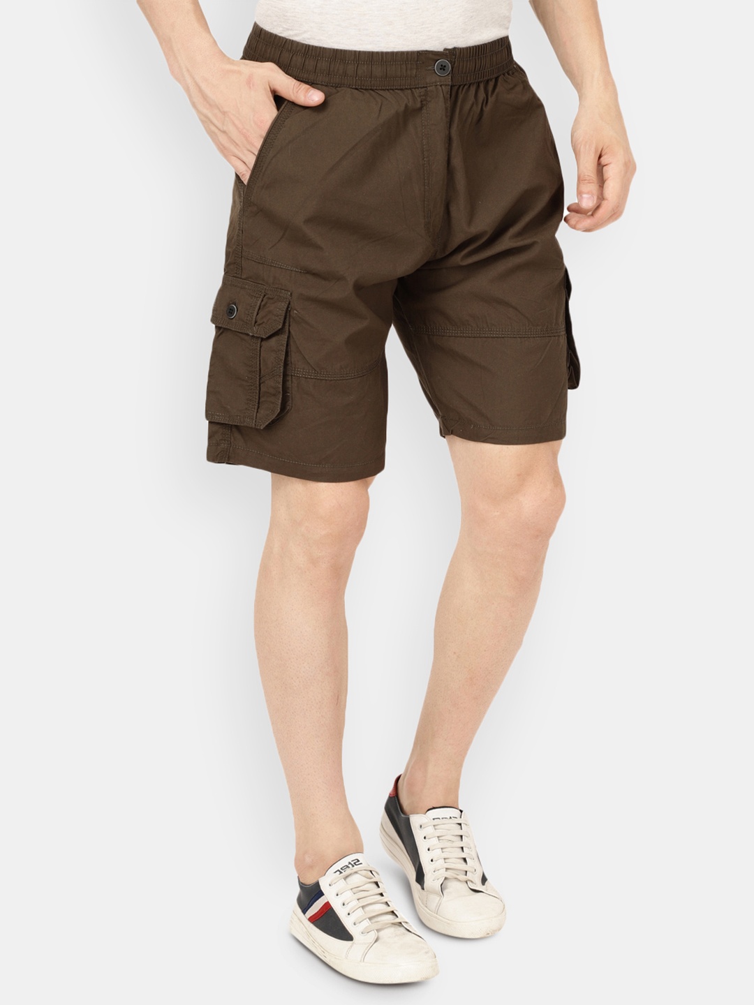 

V-Mart Men Olive Green Solid Outdoor Cotton Chino Shorts