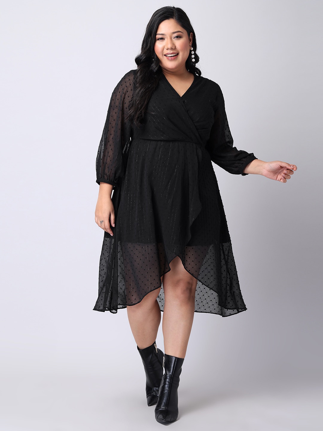 

FabAlley Curve Black Georgette Midi Dress