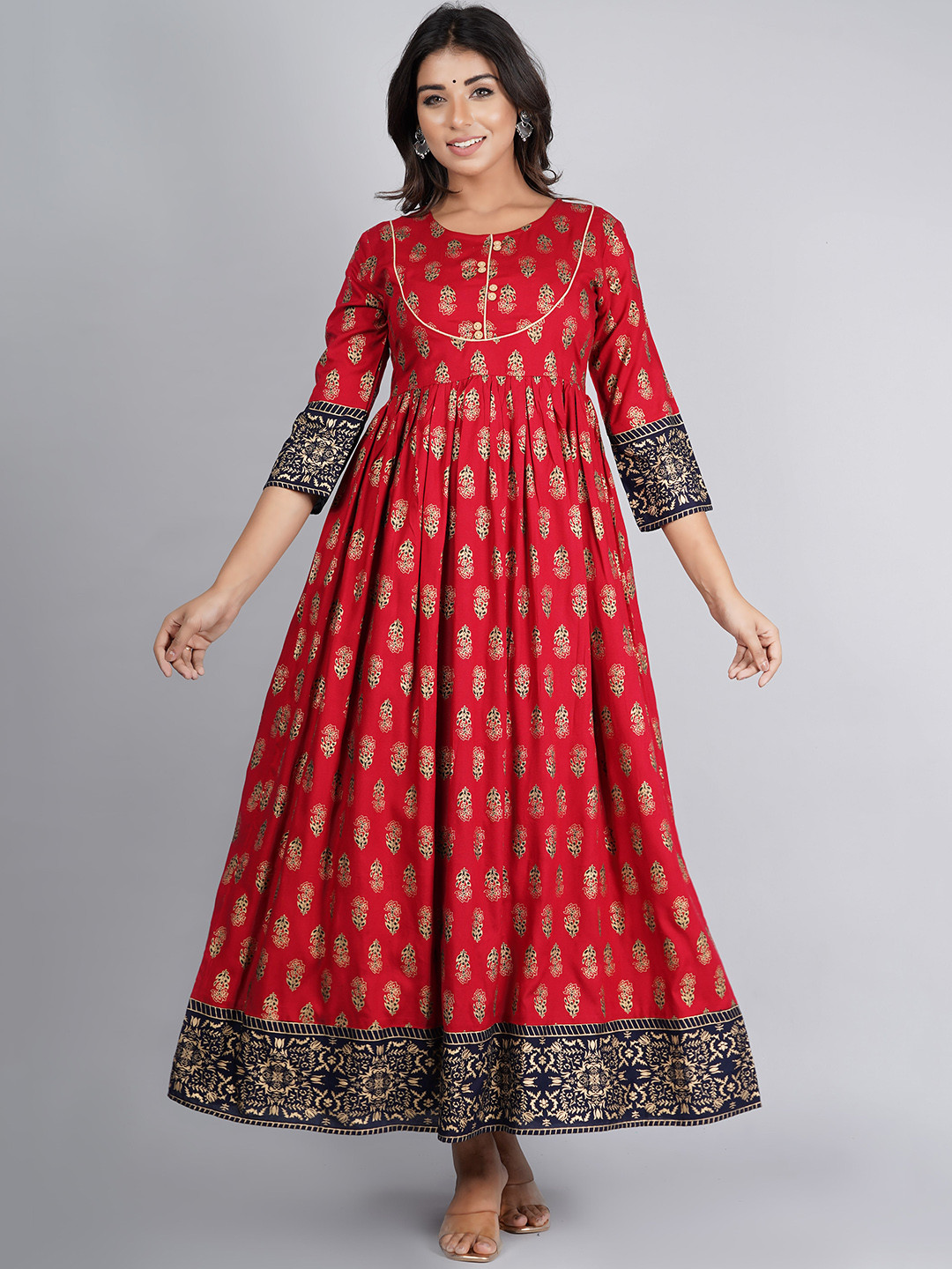 

KALINI Women Maroon Floral Printed Anarkali Kurta