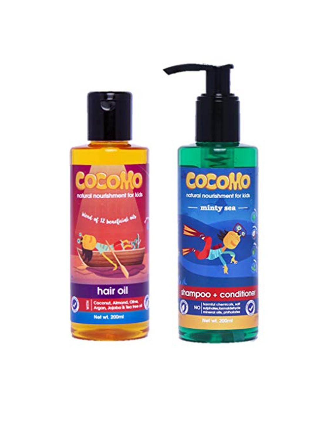 

COCOMO Kids Set of 2 Sustainable Hair Oil & Shampoo, Multi