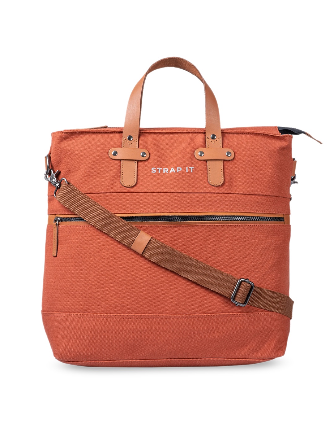 

STRAP IT Rust Structured 16 Inch Laptop Tote Bag