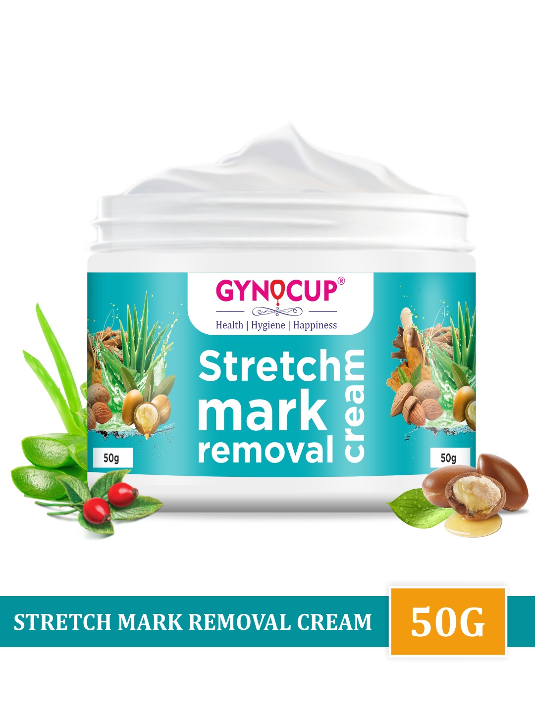 

GYNOCUP Stretch Marks Removal Cream for Pregnancy with Shea Butter & Coco Caprylate - 50g, Blue