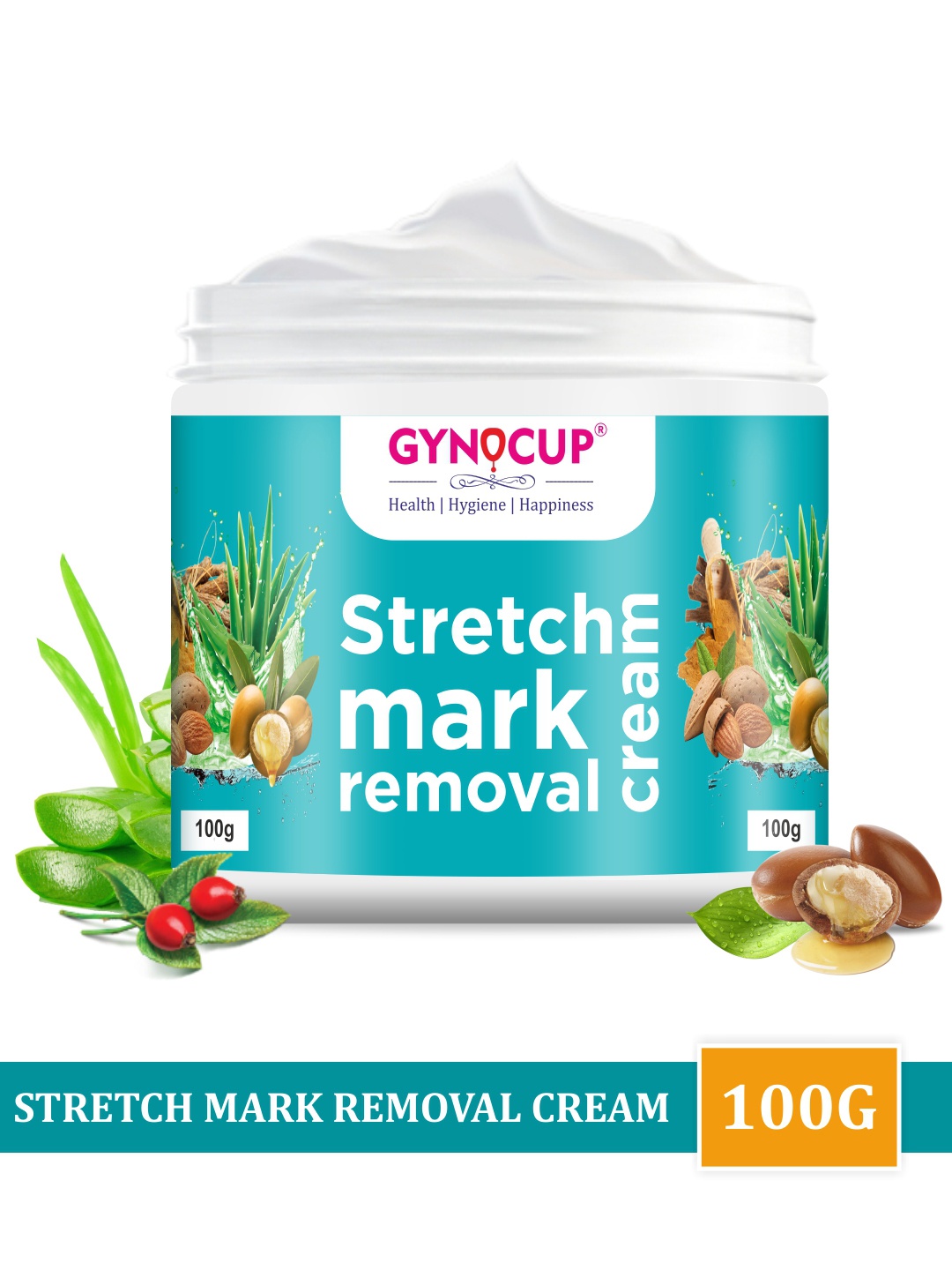 

GYNOCUP Stretch Marks Cream With Shea Butter, Aloe Vera, Harsingar Oil & Vitamin E - 100g, Blue