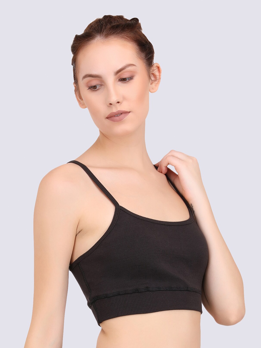 

EVERDION Women Black Cotton Bralette Top