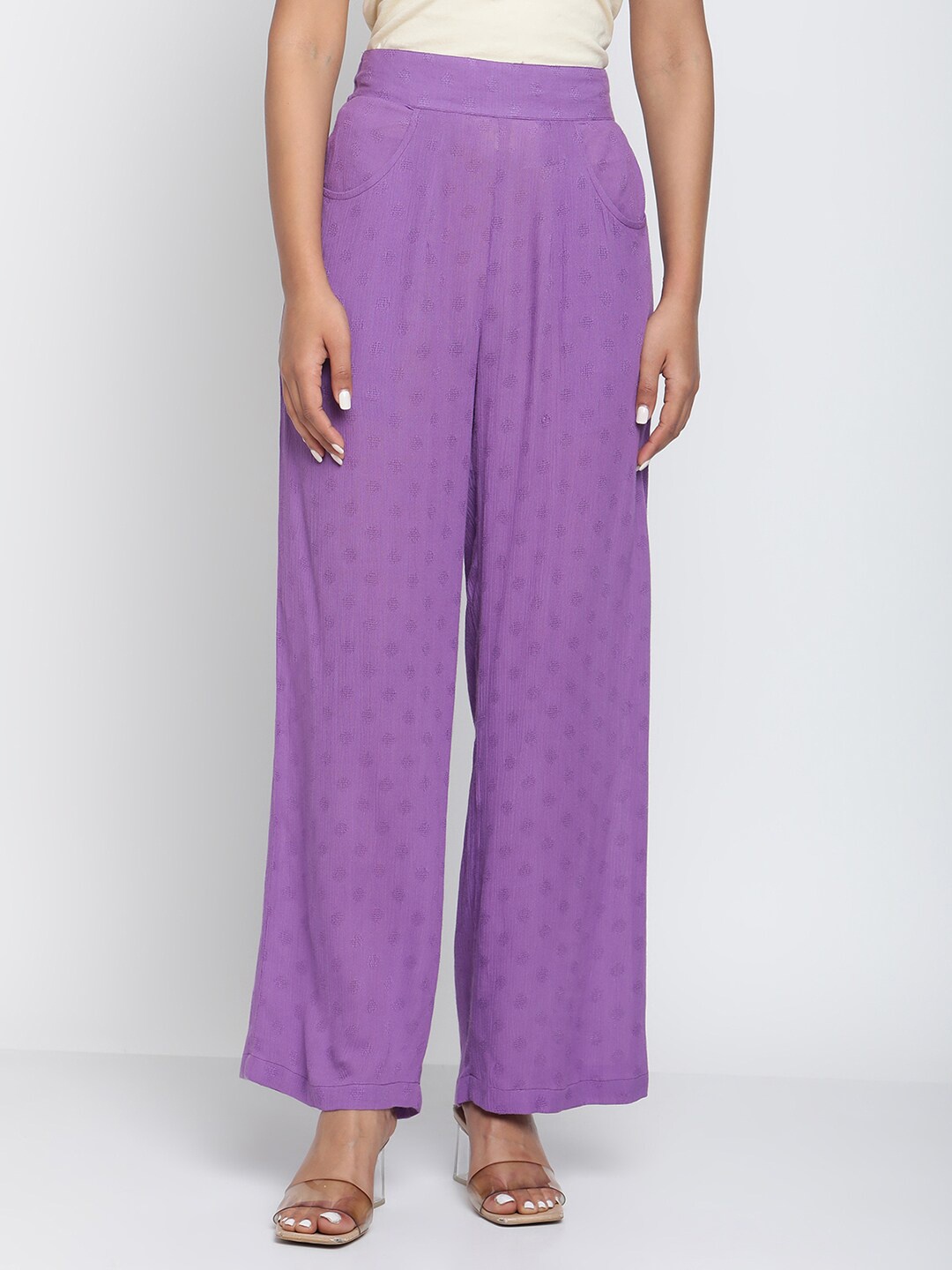 

trueBrowns Women Purple Flared Palazzos