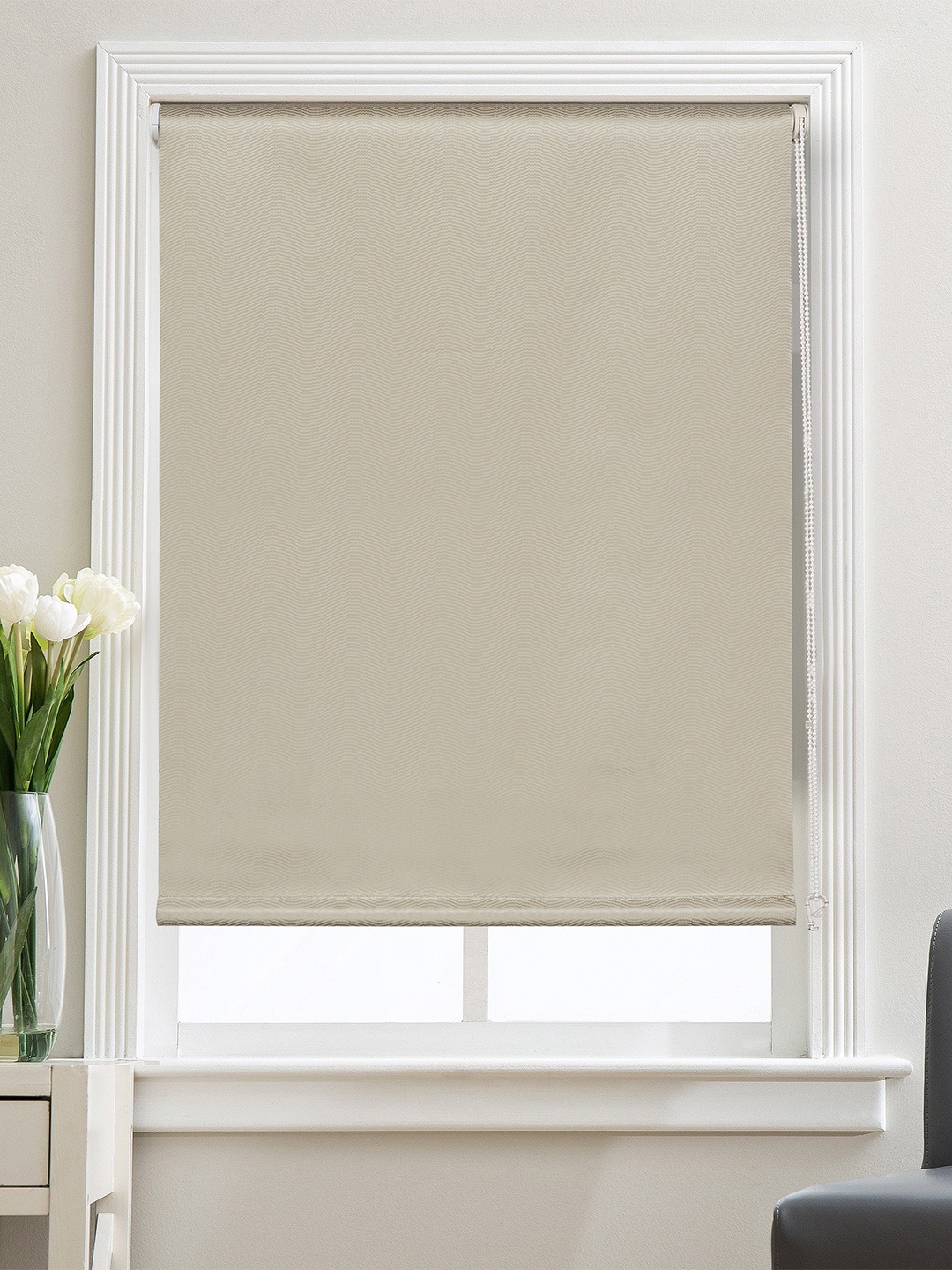 

Deco Window Beige & White Striped Black Out Window Blinds