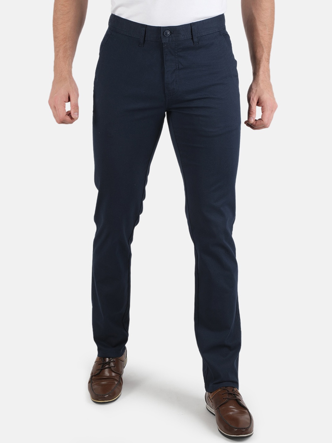 

Monte Carlo Men Navy Blue Smart Slim Fit Trousers