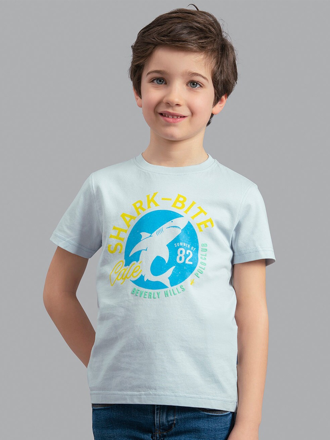 

Beverly Hills Polo Club Boys Blue & Yellow Typography Printed T-shirt